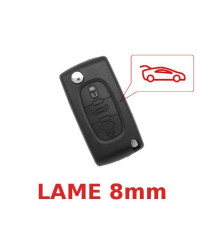 Remote control 3-button plip key case Peugeot 107, 207, CC, SW, 208, 307, 308, 407, Coupé, 4007, Blade 8mm