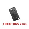 Carcasa para llave remota de 4 botones para Citroën C8, hoja de 7 mm