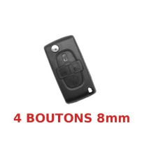 4-button remote key fob case for Citroen C8, 8mm blade