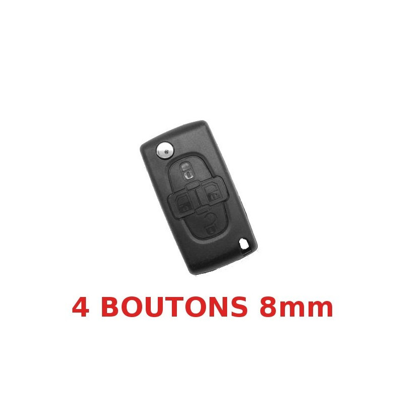 Télécommande coque de clé plip 4 boutons Citroen C8 Lame 8mm