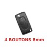 4-knops afstandsbediening voor Citroen C8, 8 mm blad
