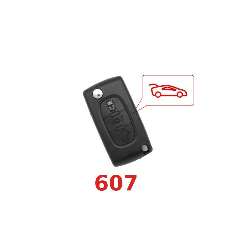 CE0523 Coque clé PLIP télécommande Peugeot 607 phase 2 avec 3 boutons Réf 
