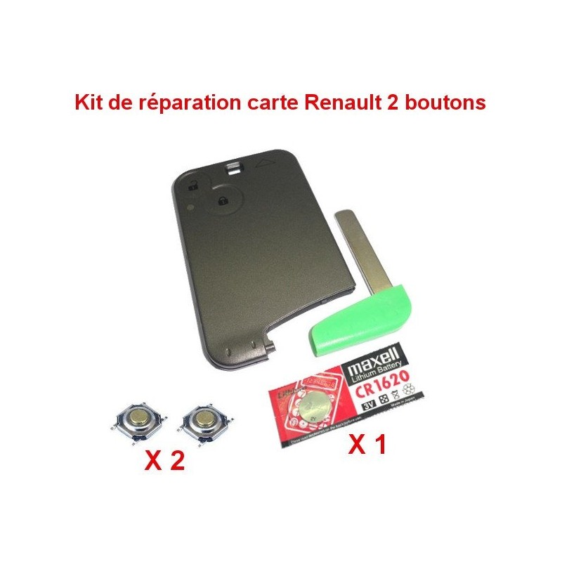 Kit de reparação Renault Laguna, Espace e Vel Satis: cartão-chave + bateria CR1620 + interruptor