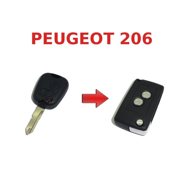 Kit de transformation de Clé pliable Peugeot 206 HDI ESSENCE télécommande plip