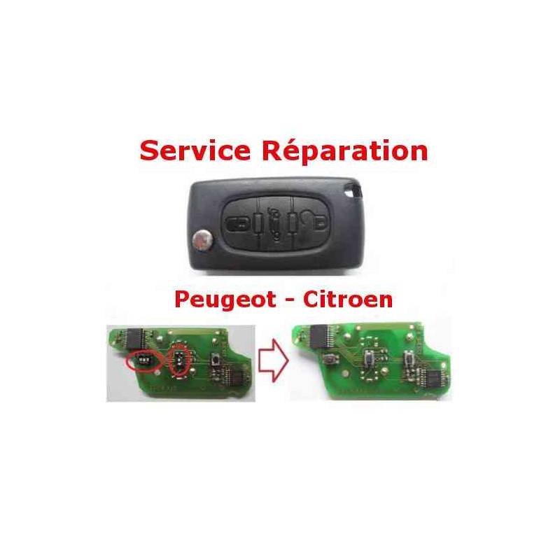 Key and remote repair service for Citroën C1, C2, C3, C4, C5, C8, Berlingo, Peugeot 207, 307, 308, 407, 807, and Partner models.