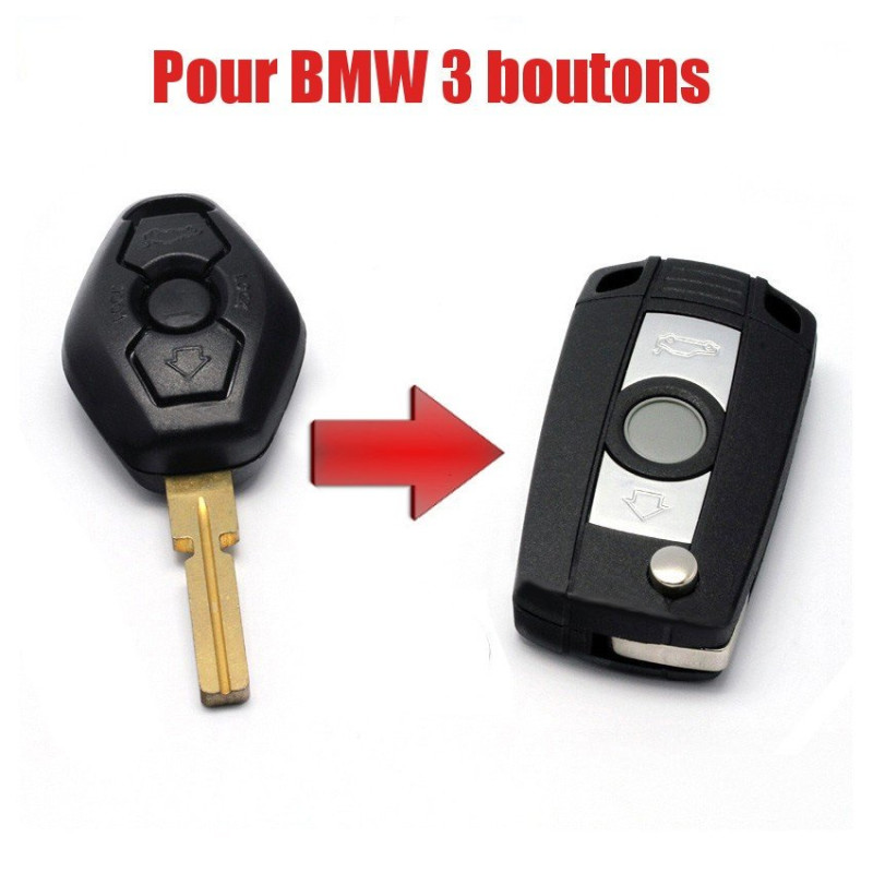 Kit de transformation de Clé pliable BMW 3 boutons E38, E39, E46, M5, M3, X3, X5, Z4, Serie 3/5/7, télécommande plip