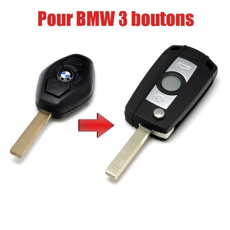 Kit de transformation de Clé pliable BMW 3 boutons X3, X5, Z4, E38, E39, E46, M5, M3, Serie 3/5/7, télécommande plip