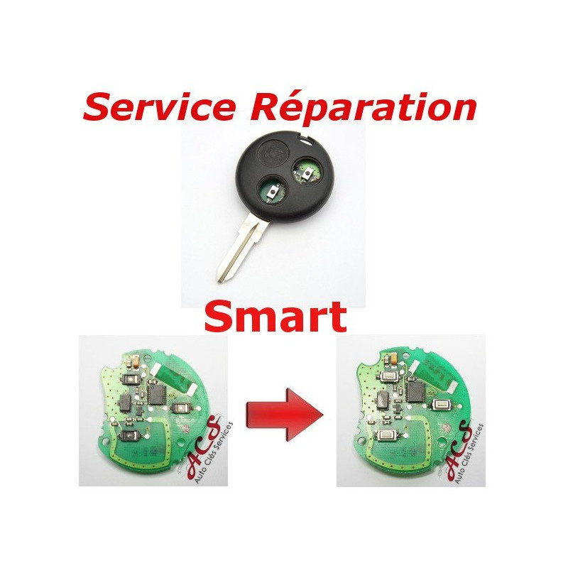 Reparatieservice afstandsbediening sleutel 2/3 knop Smart Fortwo 450, Forfour, Roadster