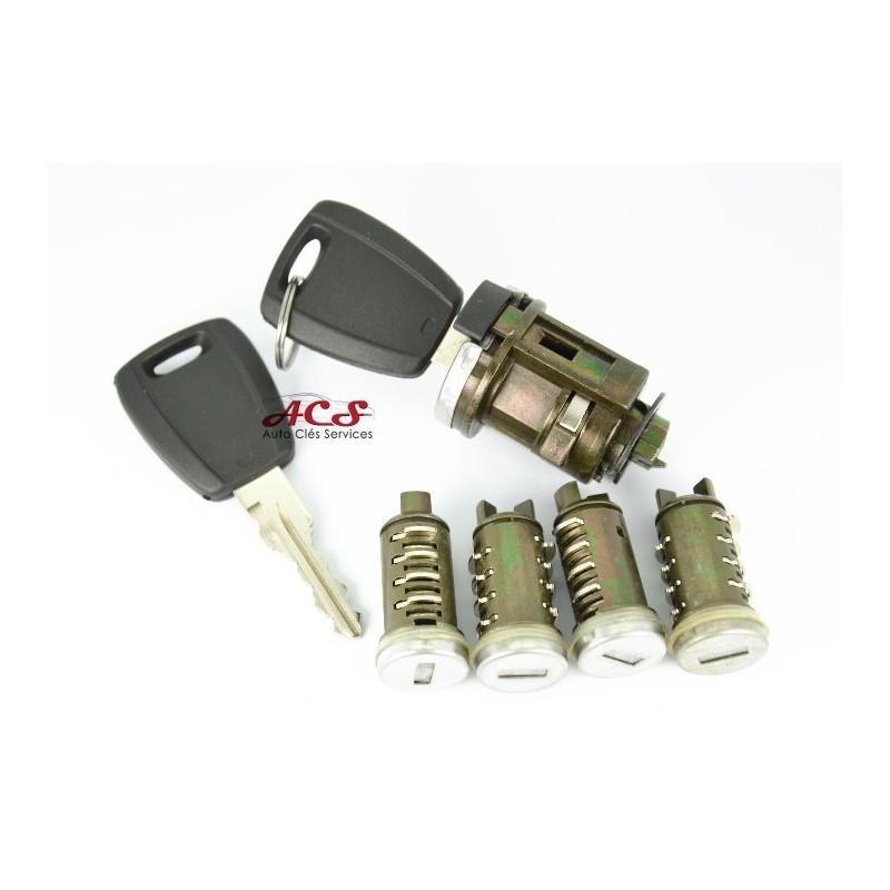 Deurslotcilinderset, contactslot + 2 sleutels voor Fiat Punto, Bravo, Doblo, Stilo, Brava, Panda