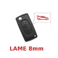 3-button remote key fob case for Citroen C2, C3, C4, Picasso, C5, C6, C-Crosser. 8mm blade.