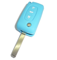 Coque clé,Étui pour clé de voiture en cuir véritable, housse pour clé de  voiture, pour citroën C2, C3, C4 - Type 3 Buttons Smart