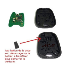 Télécommande coque de clé Citroën Xsara Picasso, Saxo, Berlingo Peugeot Partner 406 sans vis