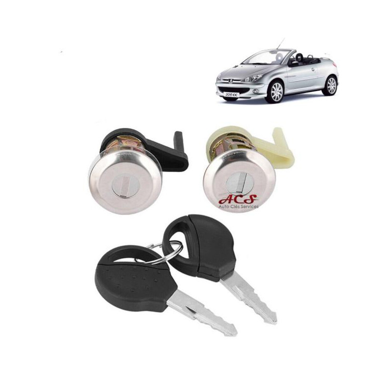 Kit 2 barillets serrure de porte Peugeot 206 9170N8