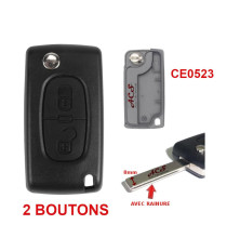 Boitier de télécommande coque de clé plip Peugeot 207, 307, 308, 3008, 5008 2 boutons PG63 CE0523