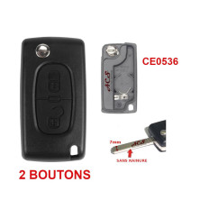 Boitier coque de clé plip 2 boutons Citroen C2, C3 Picasso CE0536