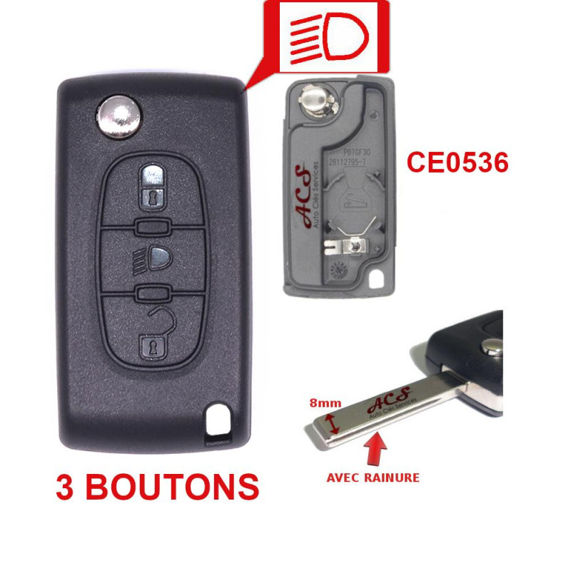 Boitier coque de clé plip 3 boutons Citroen C4 Picasso C5 CE0536