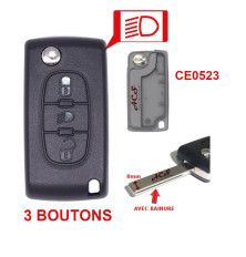 Boitier coque de clé plip 3 boutons Citroen C4, Picasso, C5 CE0523