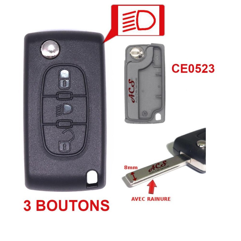 Case plip key case 3 buttons Citroen C4, Picasso, C5 CE0523