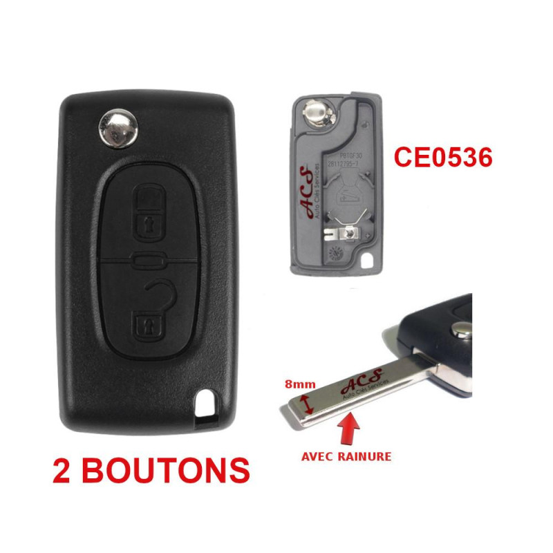 Boitier coque de clé plip CItroen C8 JUMPY EXPERT SCUDO 2 boutons CE0536