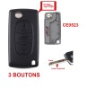 Peugeot 407 3-button key fob case CE0523