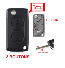 Boitier coque de clé plip Peugeot 407 3 boutons CE0536