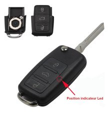 Télécommande coque de clé plip 3 boutons Skoda Fabia, Octavia, Suberb