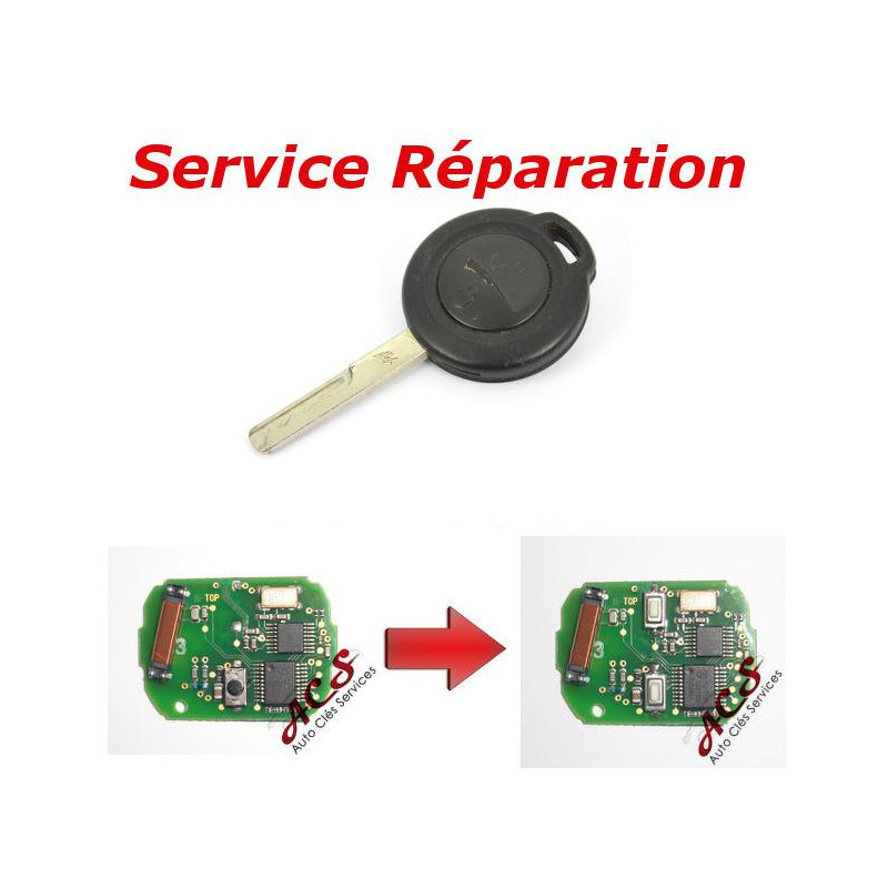 Service réparation télécommande clé 2 boutons Smart Fortwo