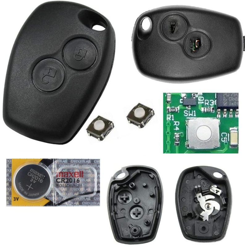 Repair Kit Sleutel afstandsbediening Dacia Logan, Sandero, Duster ,Lodgy Switch knop batterij