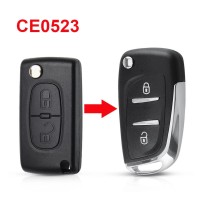 Modified 2-button key fob case for Citroen C2, C3 Picasso, Berlingo CE0523
