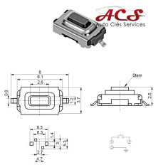 Lot de 2 boutons poussoirs switch pour Peugeot, Citroen, BMW, Opel, Alfa Romeo, Fiat, Mini Cooper, Nissan, Saab