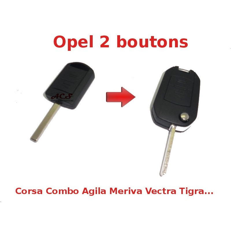 Clé pliante Opel 3 boutons - boîtier de clé - boîtier de clé