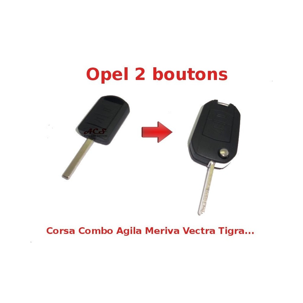 Coque De Clé De Remplacement Pour Opel (Astra, Corsa, Zafira…) - 2 Boutons - Noir ABS - Sans électronique