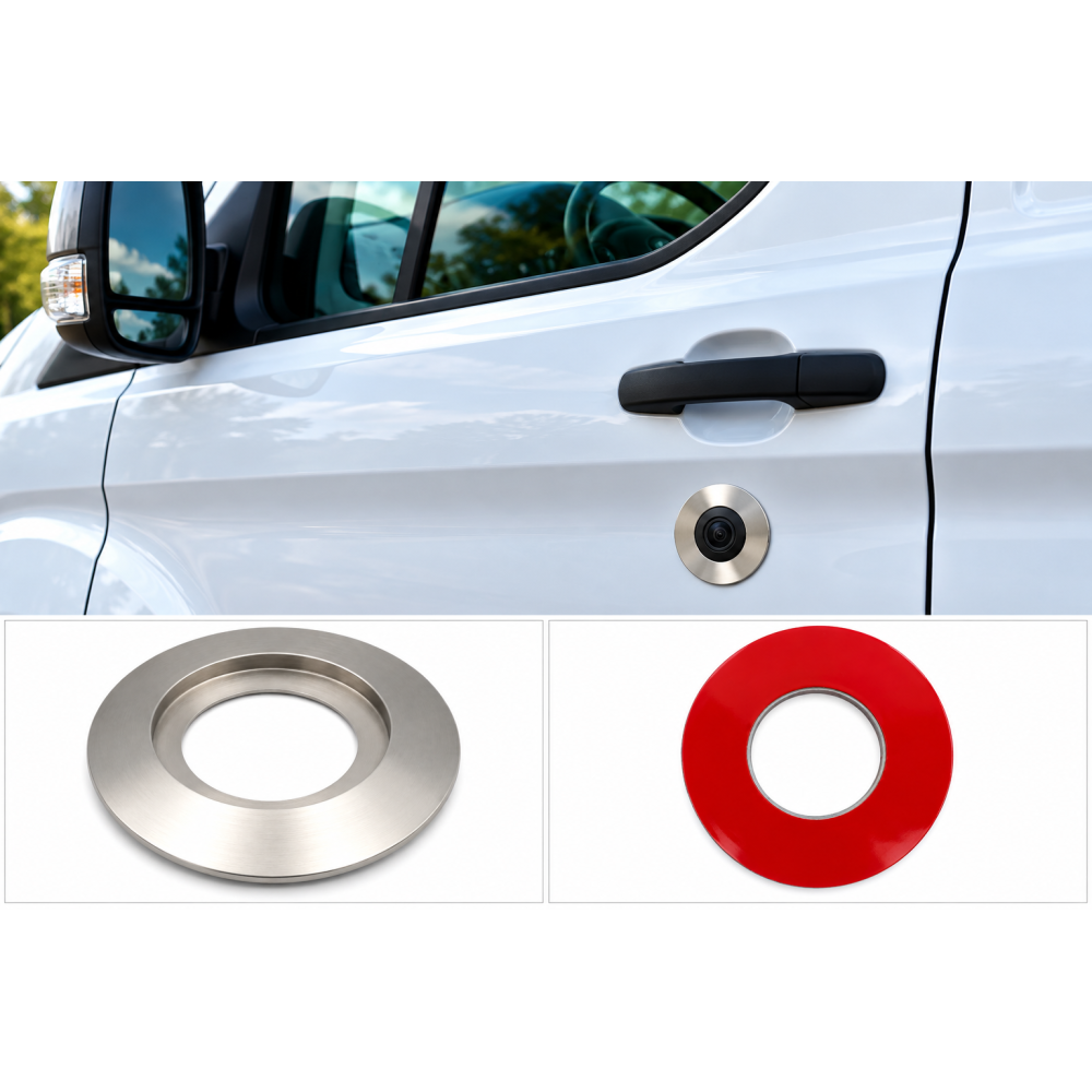 Bague de protection serrure anti effraction Ford Transit MK6 MK7 et Transit Custom – Aluminium brossé