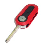 Fiat 500 3-button remote key fob with red key shell