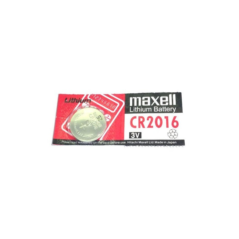 Bateria de lítio Maxell CR2016 para controle remoto e chave eletrônica. 